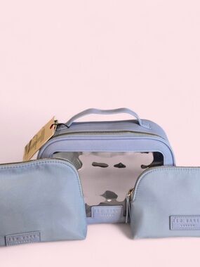Ted Baker Light Blue Cosmetic Bag 3 piece Set NWT